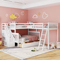 Twin over Full Triple Bunk Bed with Drawers and Stairway, L-Shaped Bunk Bed and Loft Bed Combo with Storage Compartment (Espresso) X42529