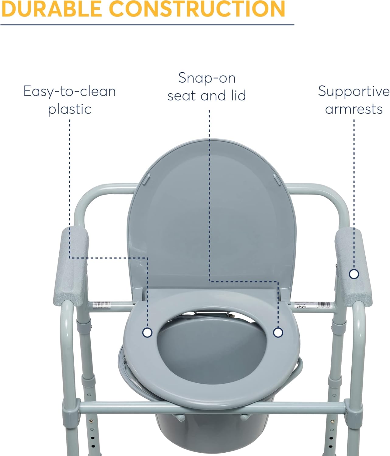 4 Wheel Rollator Walker with Seat, Steel Rolling Walker, Height Adjustable Folding Steel Bedside Commode Chair, Portable Toilet W527864