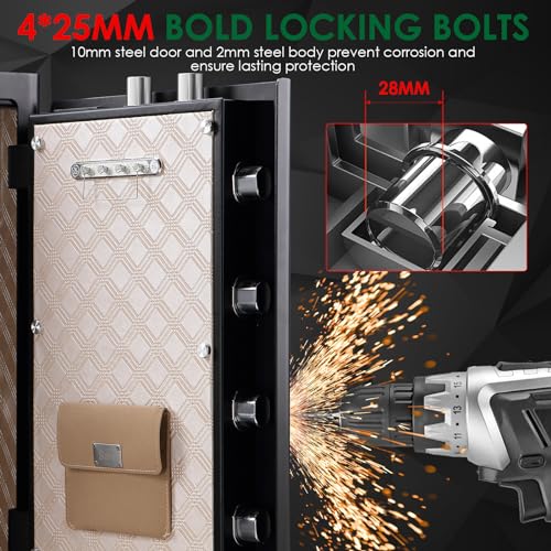 7.2 Cu ft Biometric Home Safe Fireproof Waterproof Anti-Theft Touch Screen Fingerprint Safe Box With Hidden Compartment Separate Lock Box Led Light J4098
