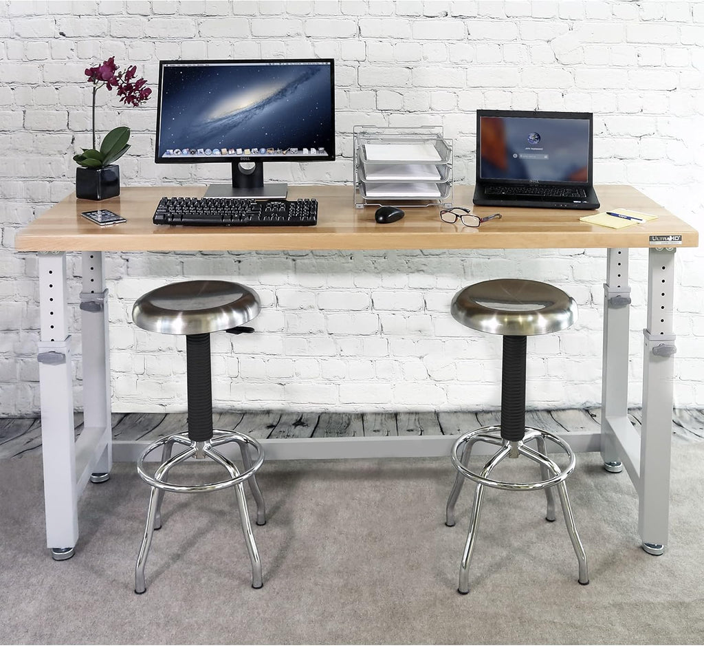 72" Granite Grey Height Adjustable Wood Top Workbench Desk M890