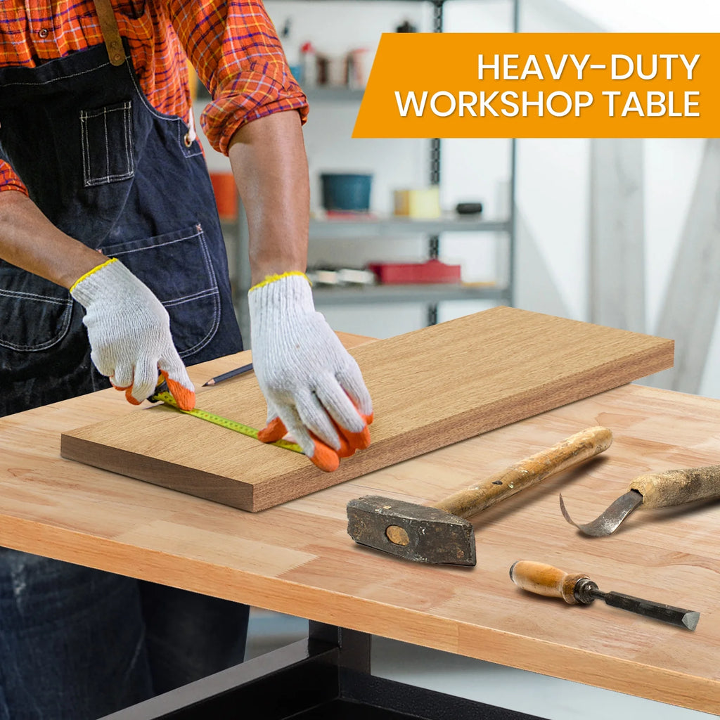 48" Adjustable Heavy-Duty Workbench with Rubber Wood Top C508