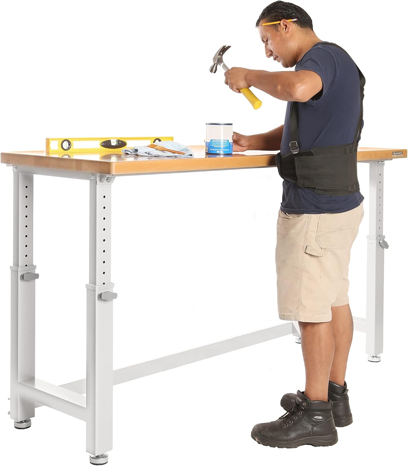 72" Granite Grey Height Adjustable Wood Top Workbench Desk M890