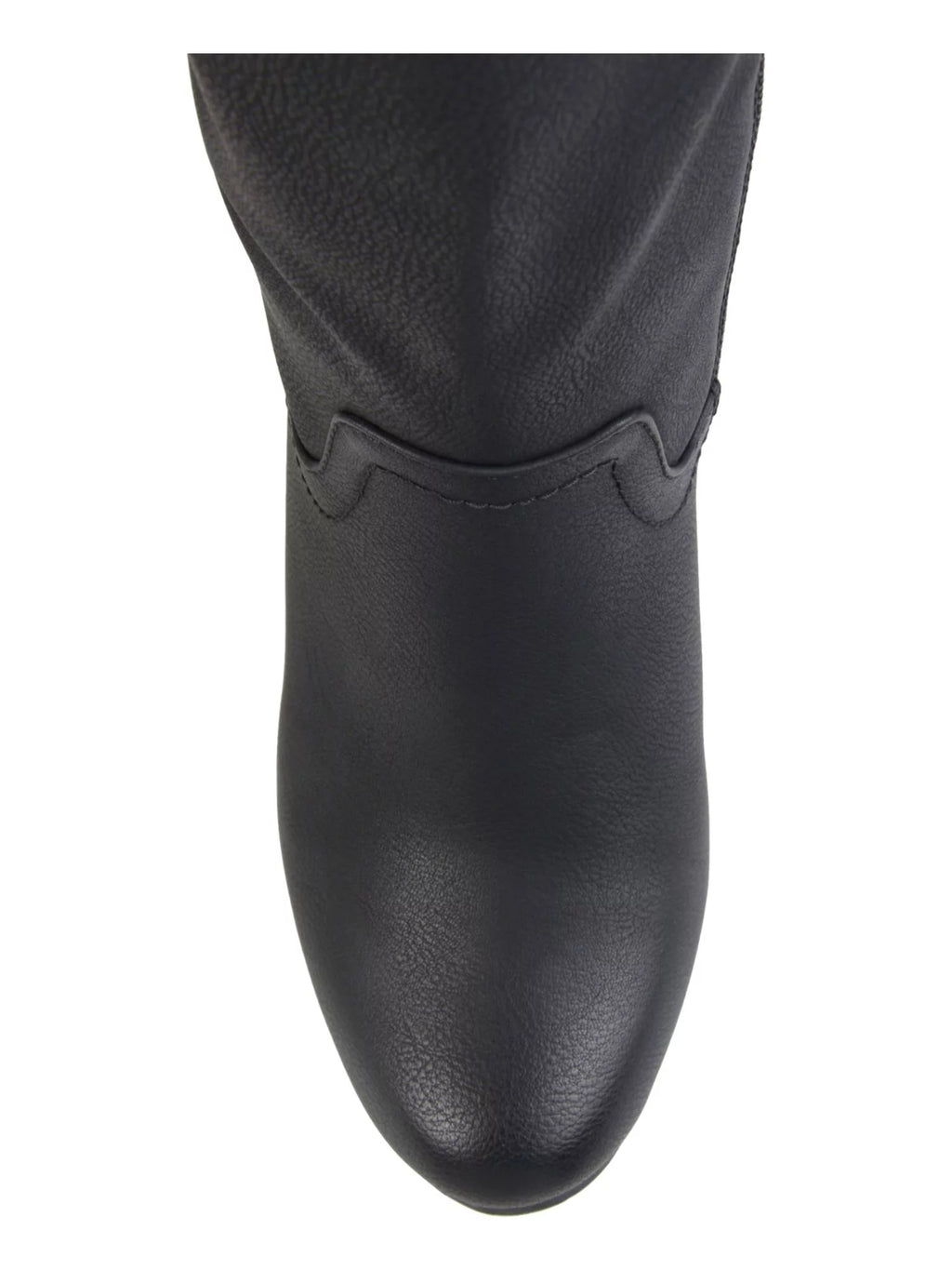 Black Faux Leather Knee High Wedge Heel Boot Y8492
