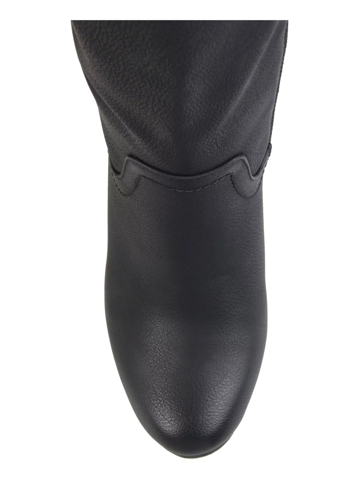 Black Faux Leather Knee High Wedge Heel Boot Y8492