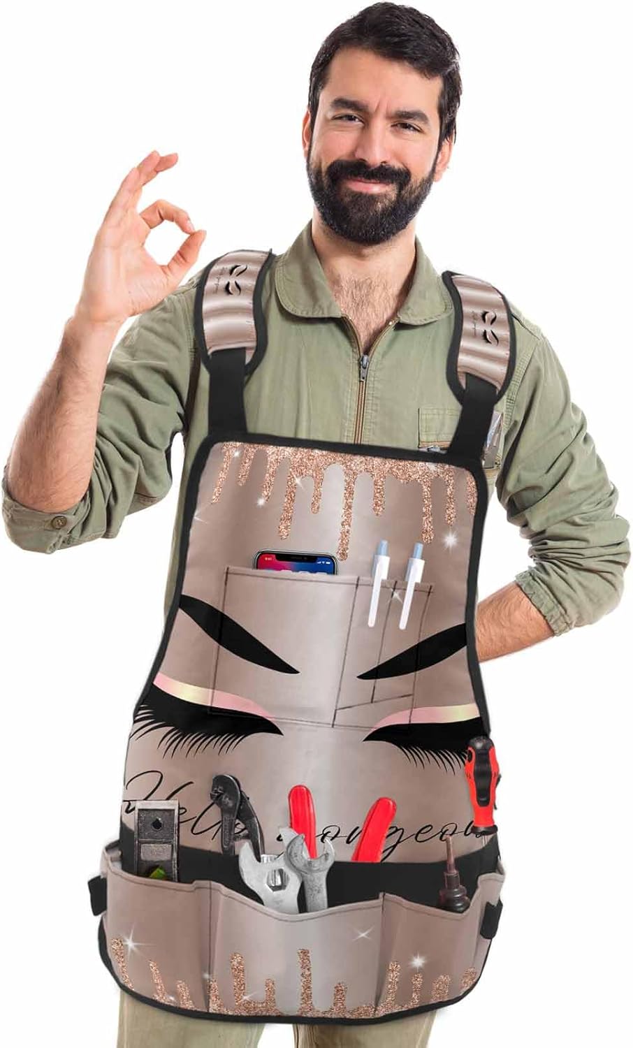 Durable Waxed Canvas Work Apron with 16 Tool Pockets H942