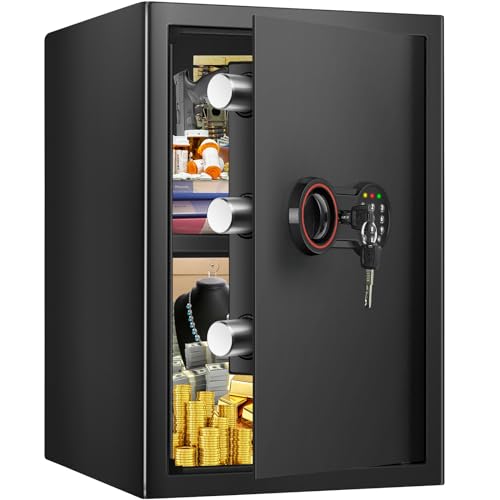 2.8 Cub Large Steel Fireproof Waterproof Home Security Safe Box with Electronic Keypad and Alarm System D658