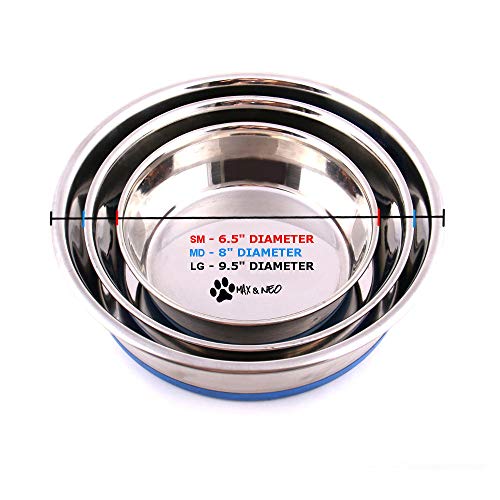 Heavyweight Non-Skid Rubber Bottom Stainless Steel Dog Bowl - Small - 32oz - 6.5" Diameter H1998