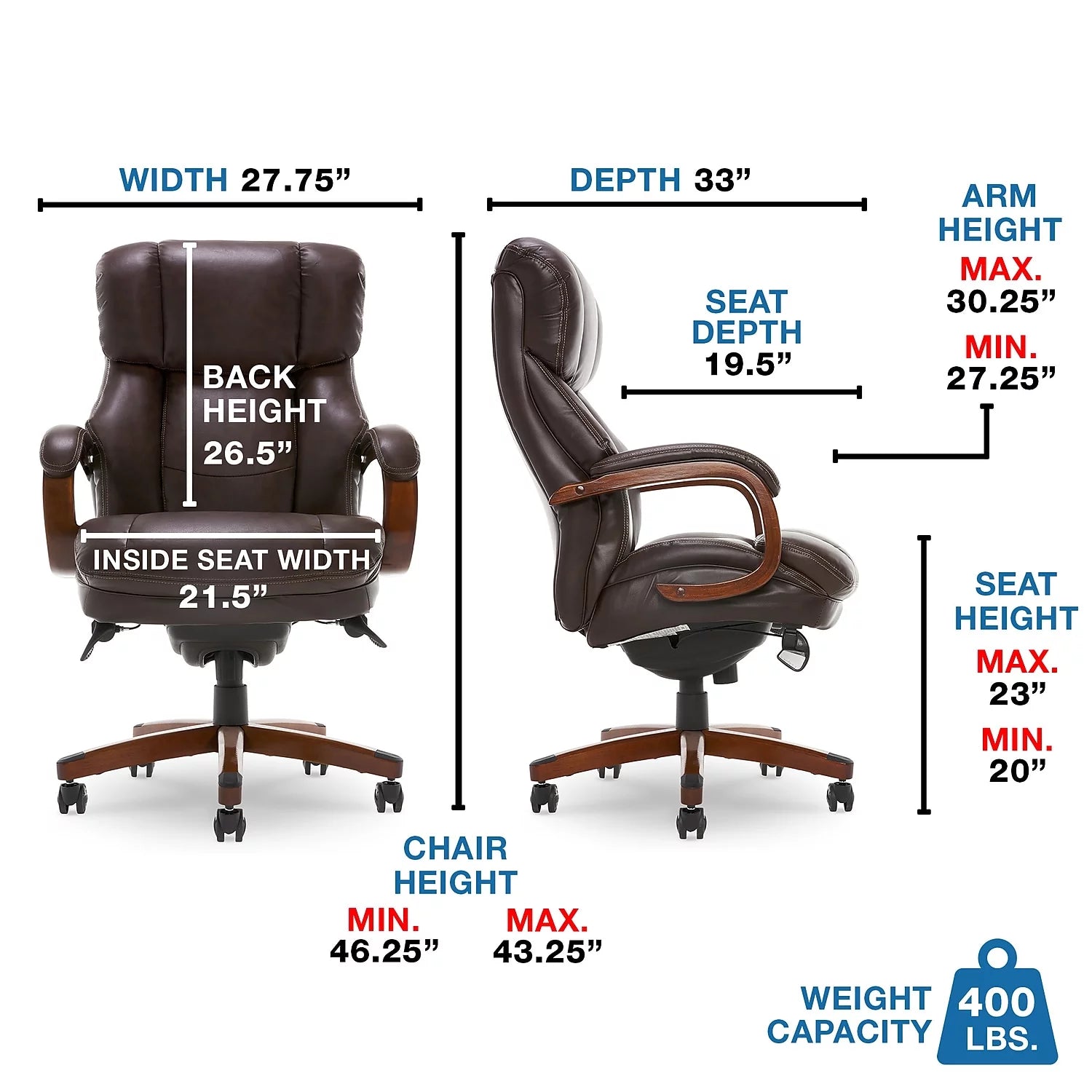 Biscuit Brown Faux Leather Ergonomic Executive Chair A684127