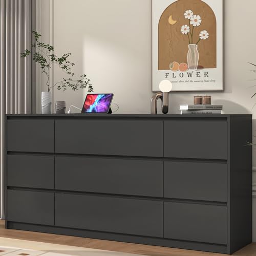 White 9 Drawer Wood Dresser Y40146