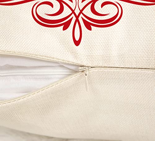 Red White 18x18 Set of 4 Christmas Throw Cushion Case D773926