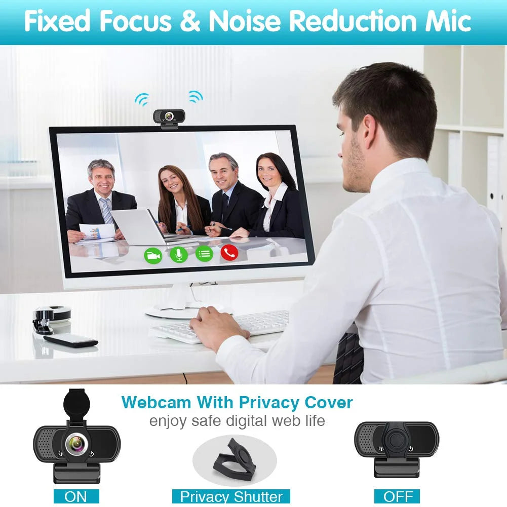 1080P Webcam with Microphone and Tripod Stand, Black A419185