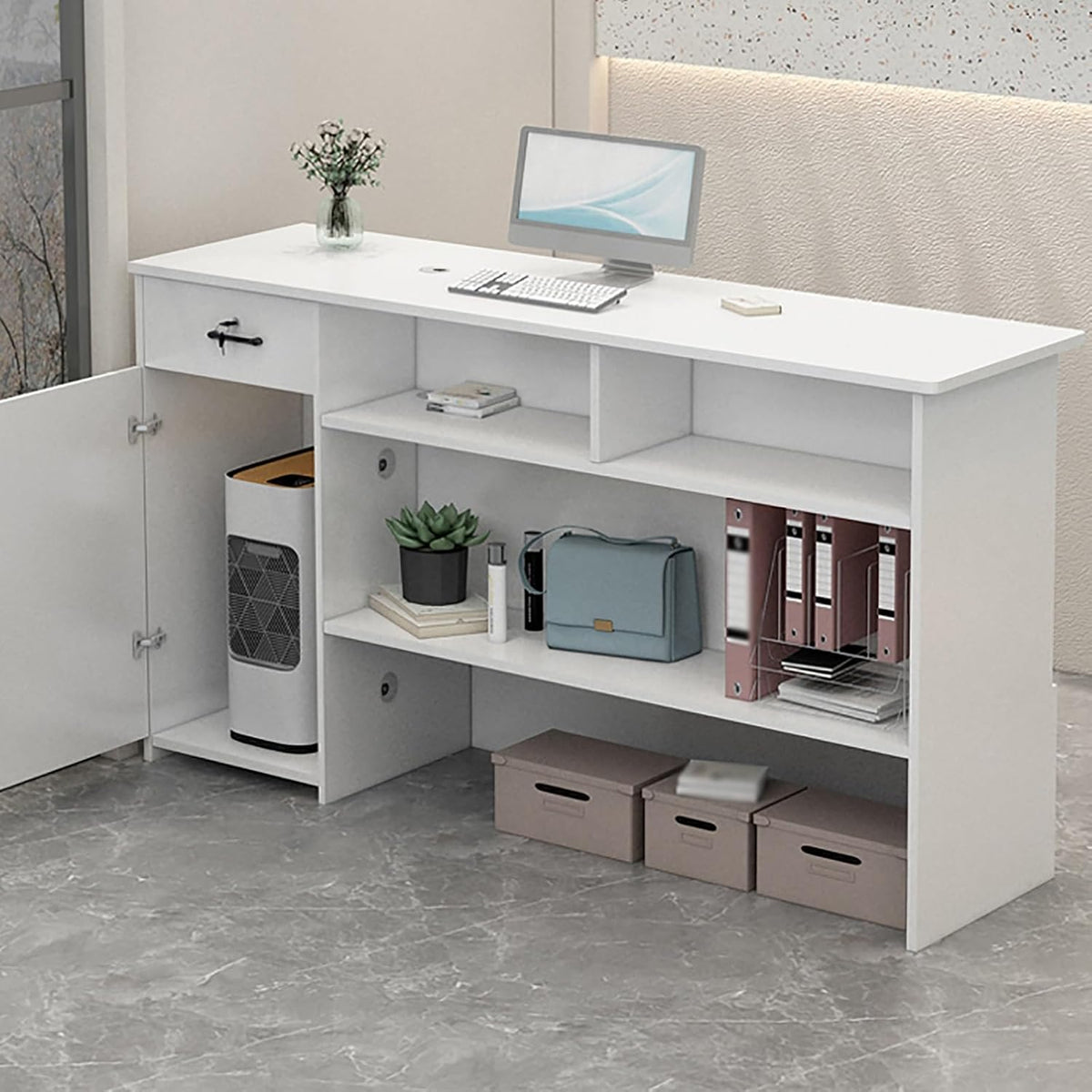 Reception Desk with Counter and Lockable Drawers Y96376