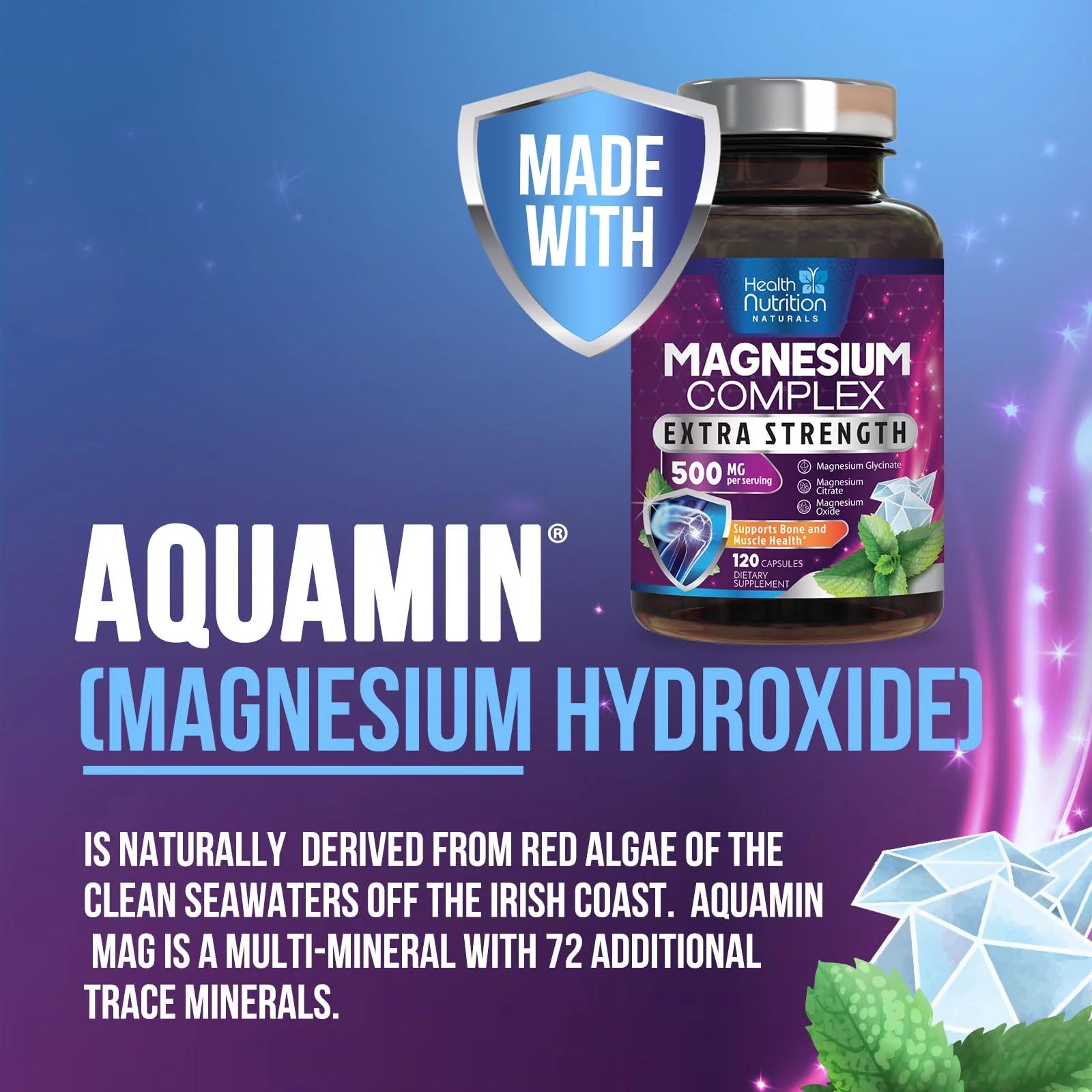 Magnesium Complex 500mg Chelated Magnesium Capsules, 120 Capsules S434859