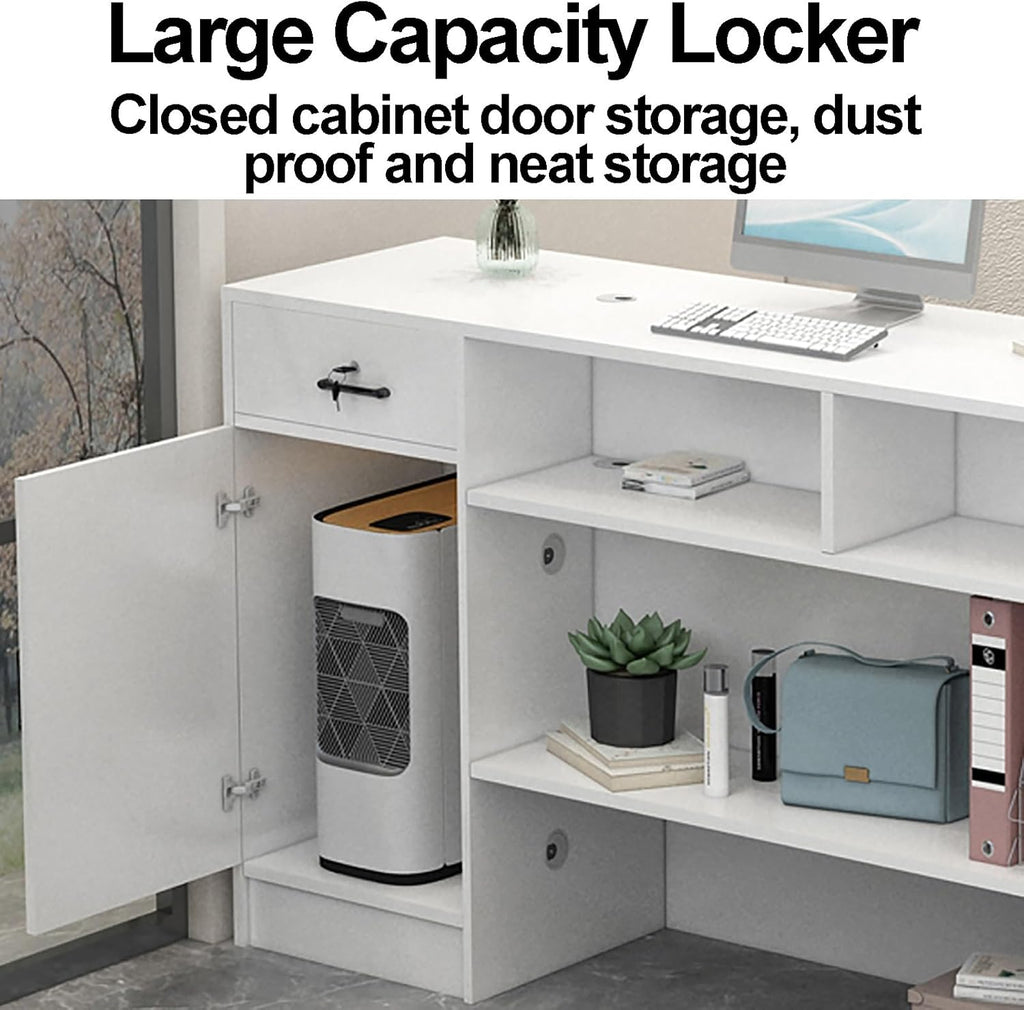 Reception Desk with Counter and Lockable Drawers Y96376