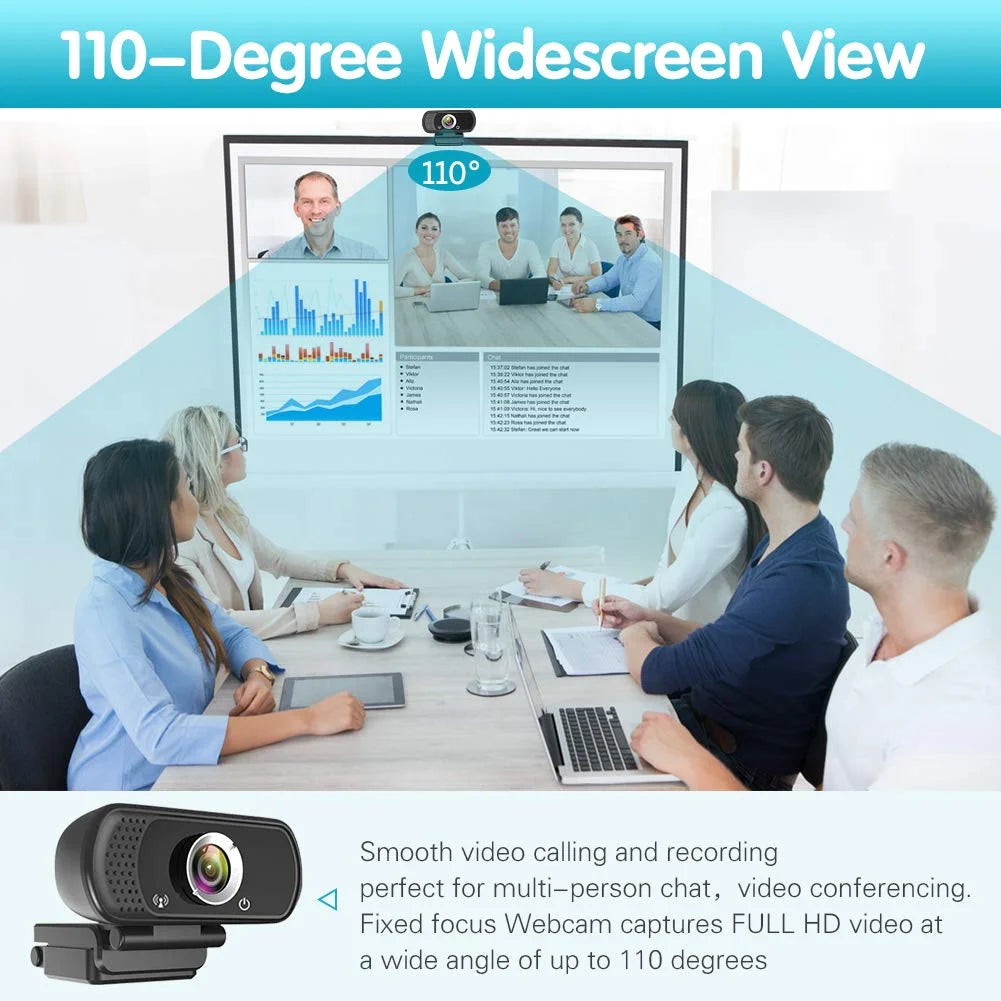1080P Webcam with Microphone and Tripod Stand, Black A419185
