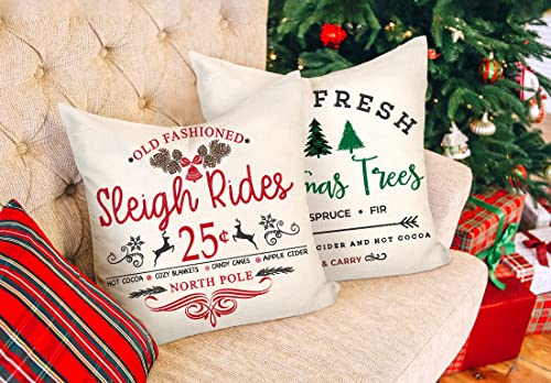 Red White 18x18 Set of 4 Christmas Throw Cushion Case D773926