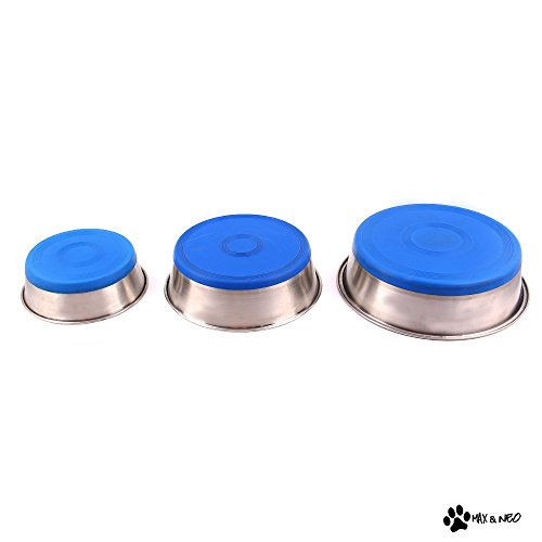 Heavyweight Non-Skid Rubber Bottom Stainless Steel Dog Bowl - Small - 32oz - 6.5" Diameter H1998