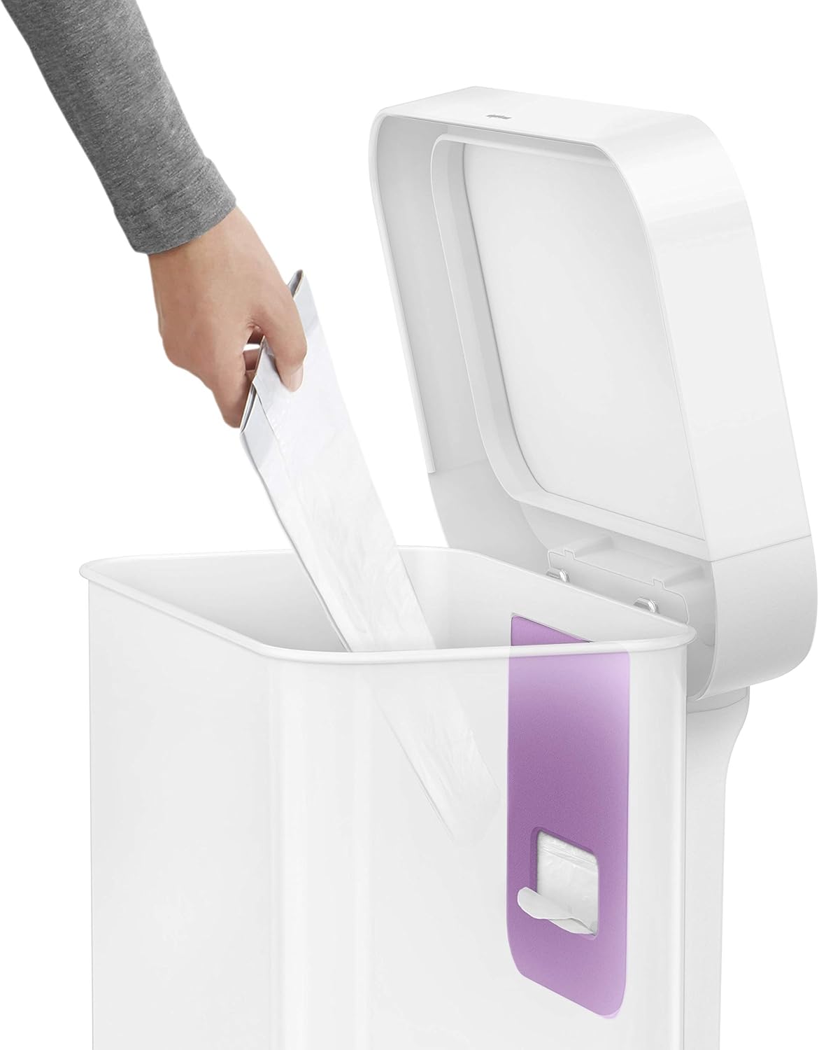 55 Liter White Stainless Steel Kitchen Step Trash Can F5805