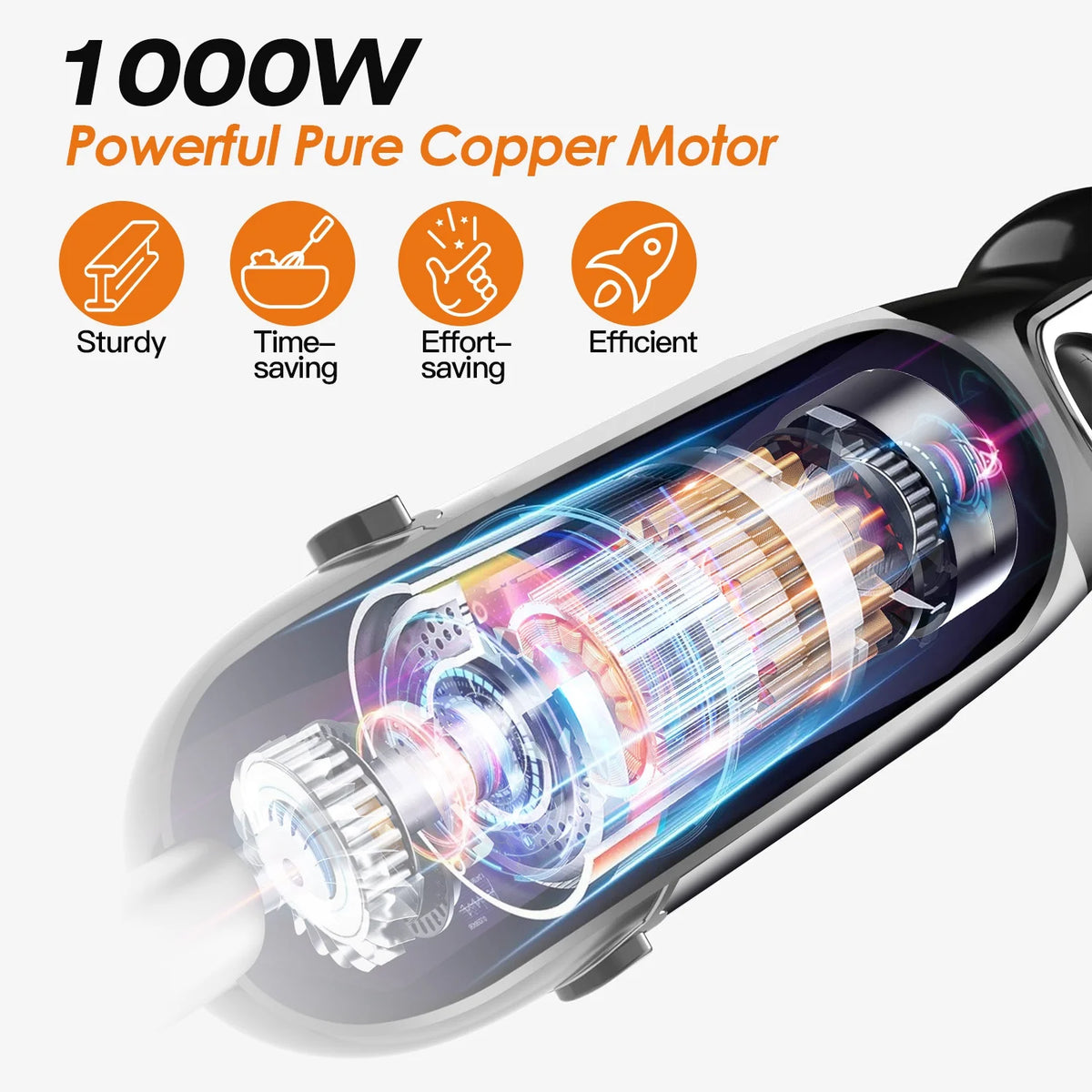1000W 5 in 1 Stainless Steel Hand Blender with 12 Speeds K103999
