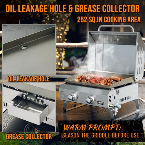 2-Burner Tabletop Propane Gas Griddle, Stainless Steel U62037