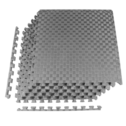 1" Thick EVA Interlocking Foam Gym Flooring Mat, Black (24 Sq Ft) M77734