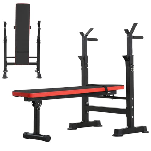 Adjustable Weight Bench with Squat Rack 660lbs Foldable Y13677