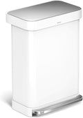 55 Liter White Stainless Steel Kitchen Step Trash Can F5805