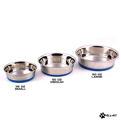 Heavyweight Non-Skid Rubber Bottom Stainless Steel Dog Bowl - Small - 32oz - 6.5" Diameter H1998