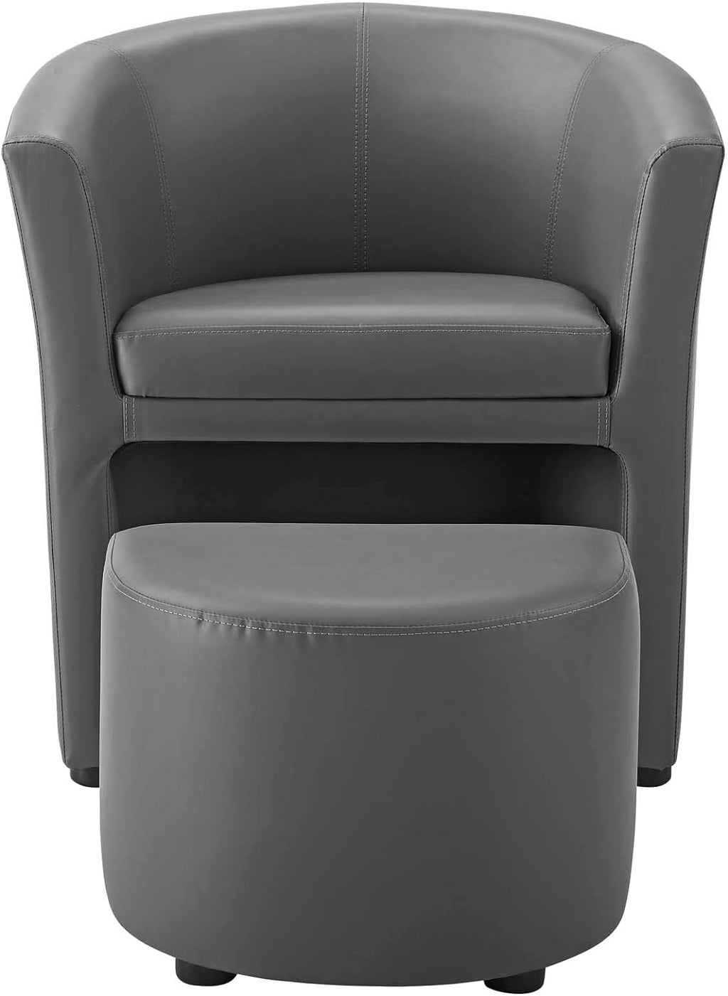 Gray Faux Leather Armchair And Ottoman Set E8685