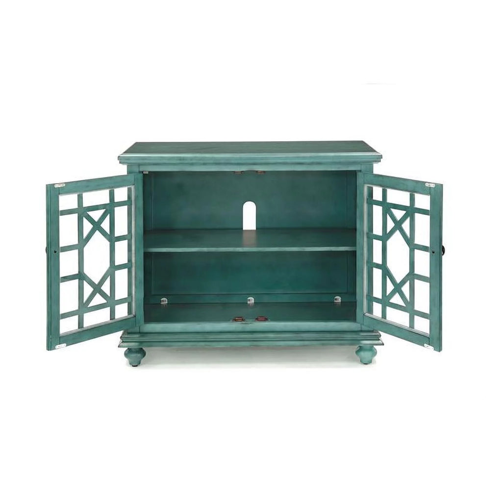 Antique Teal Green Wood TV Stand C2514