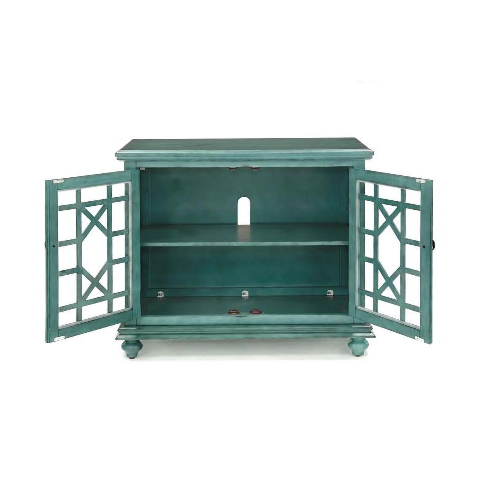 Antique Teal Green Wood TV Stand C2514