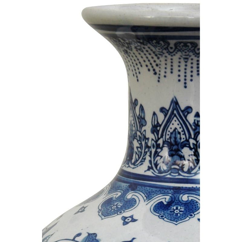12" Floral Blue & White Porcelain Vase A311443