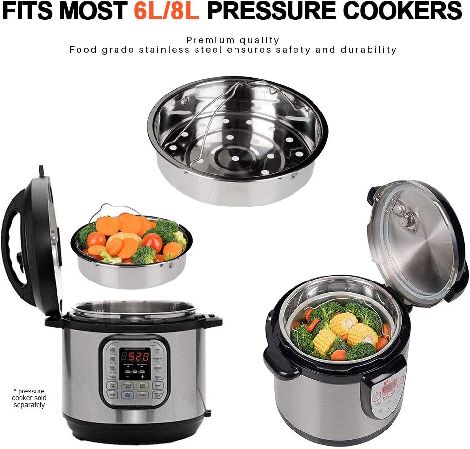 Stainless Steel 6-quart Electric Pressure Cooker Steam Rack Steamer Basket Insert Set M3485