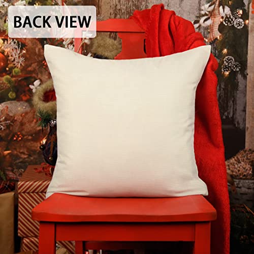 Red White 18x18 Set of 4 Christmas Throw Cushion Case D773926