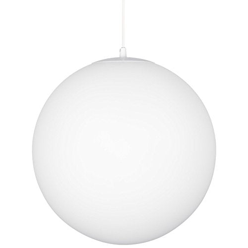 14" Mid-Century Modern Hanging Orb Pendant Light with Smooth Matte White Frosted Diffuser, Cool Brass Finish H308845
