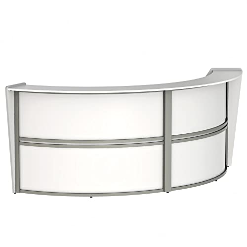 Curved Modern Office Desk, 124" x 49", Mocha X764