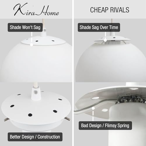 14" Mid-Century Modern Hanging Orb Pendant Light with Smooth Matte White Frosted Diffuser, Cool Brass Finish H308845