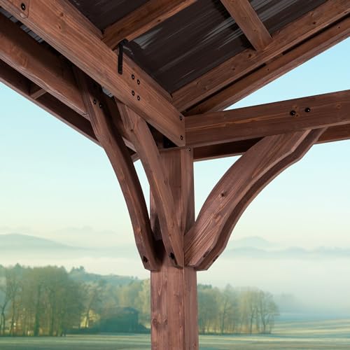 16 ft. x 12 ft. Cedar Wood Gazebo with Thermal Insulated Steel Roof M1147