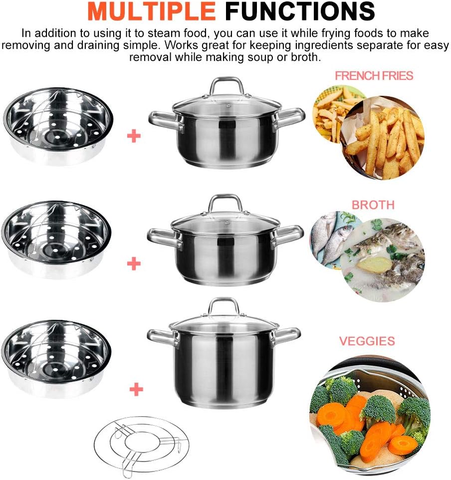 Stainless Steel 6-quart Electric Pressure Cooker Steam Rack Steamer Basket Insert Set M3485