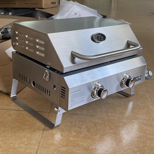 2-Burner Tabletop Propane Gas Griddle, Stainless Steel U62037