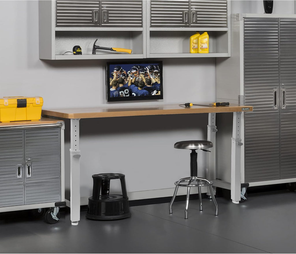 72" Granite Grey Height Adjustable Wood Top Workbench Desk M890