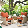 Beige Wicker Patio Chair Set with Pet House M868