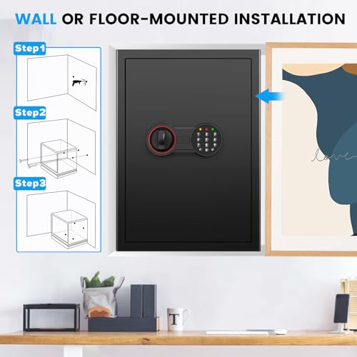 2.8 Cub Large Steel Fireproof Waterproof Home Security Safe Box with Electronic Keypad and Alarm System D658