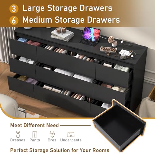 White 9 Drawer Wood Dresser Y40146
