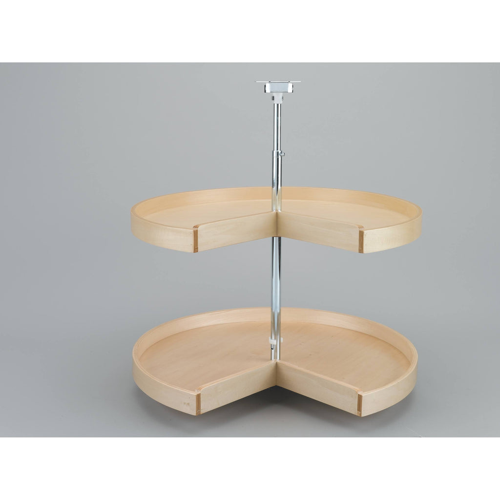 28x22 Banded Wood Pie-Cut Lazy Susan 2-Shelf Q2677