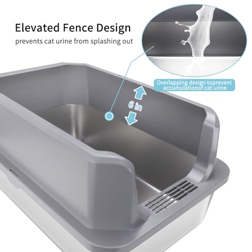 White Enclosed Stainless Steel Cat Litter Box C7824