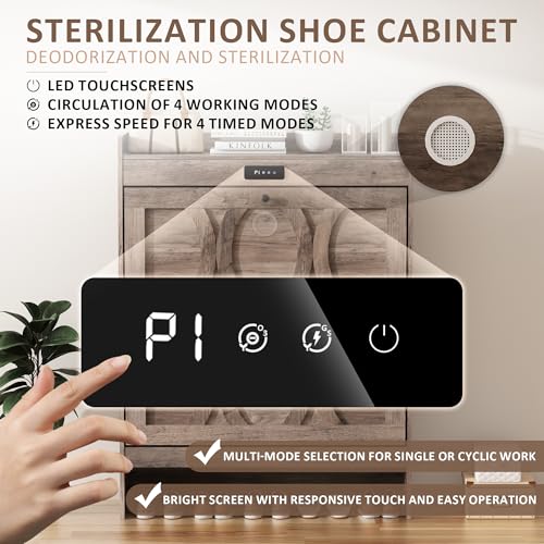 Rustic White Shoe Storage Cabinet with 2 Flip Drawers E75450