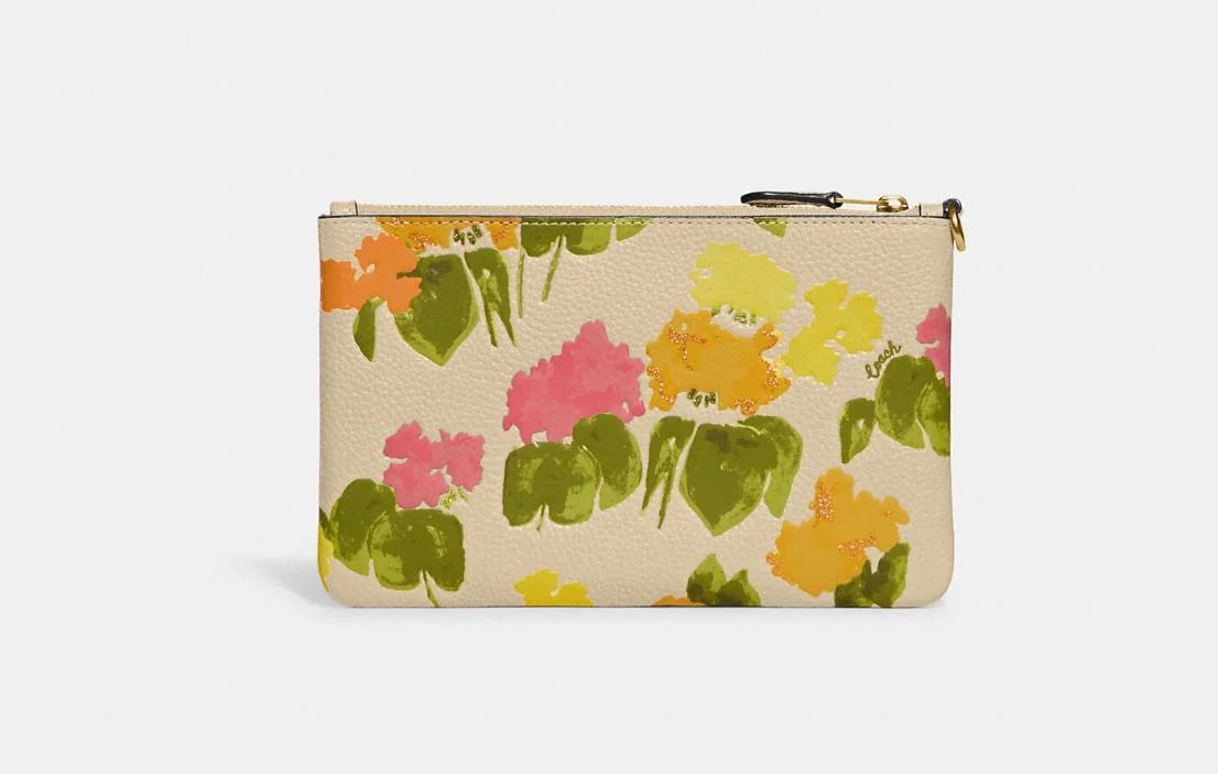 Womens Floral Printed Leather Small Wristlet N331372