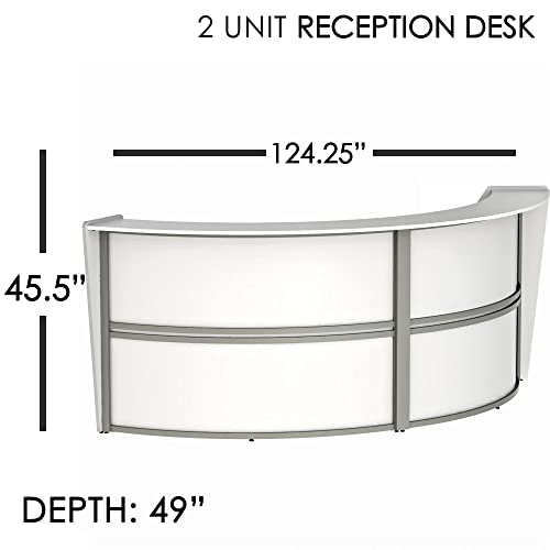 Curved Modern Office Desk, 124" x 49", Mocha X764
