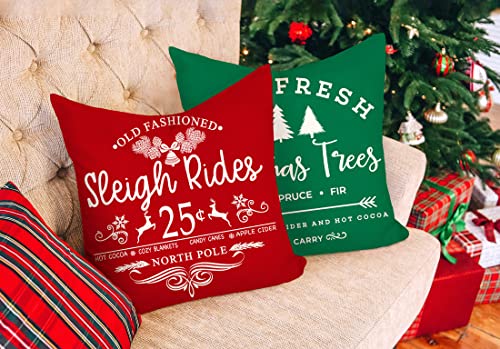 Red White 18x18 Set of 4 Christmas Throw Cushion Case D773926
